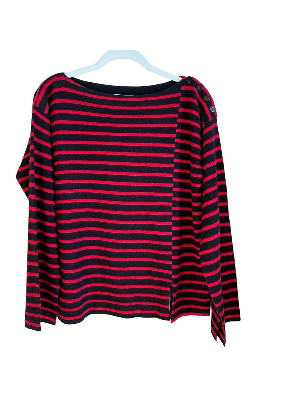 Equipment Calixe Boatneck 100% Wool Sweater Size Small Stripes Nautical Yacht